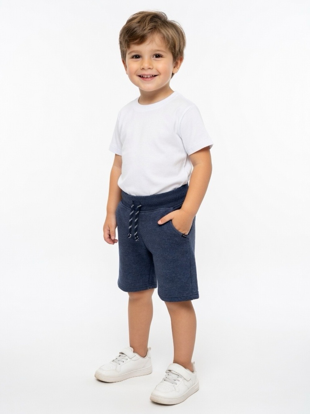 Boys’ Navy Blue Drawstring Knit Shorts